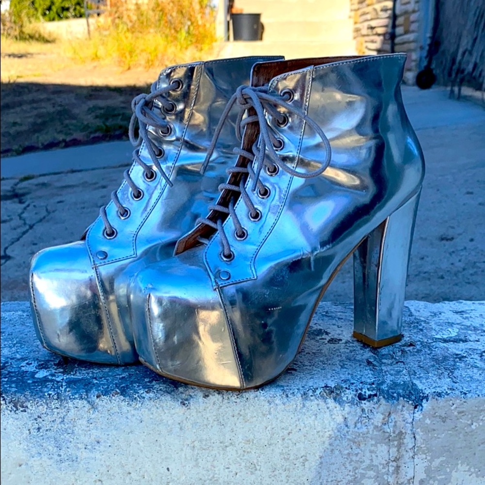 Jeffrey Campbell silver Lita booties